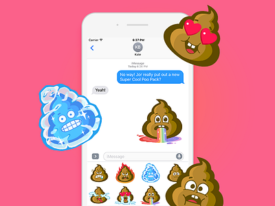 Super Cool: Poo Emoji Sticker Pack barf emoji emoticon heart imessage pack poo poop rainbow shit sticker stickers