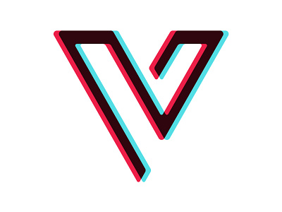 V monogram anaglyph 3d anaglyph letter logo monogram v