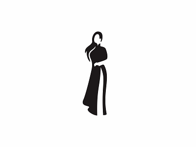 Girl in Ao Dai 2 clean elegant hair icon lady logo simple vietnam woman