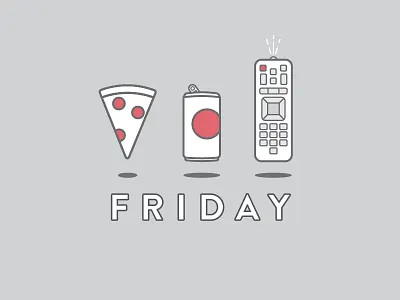 Friday beer flat friday icon illustration pizza remote tv vector