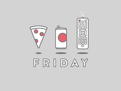 Friday beer flat friday icon illustration pizza remote tv vector