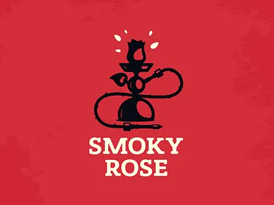 Smoky Rose bar hookah icon logo rose sign smoke symbol