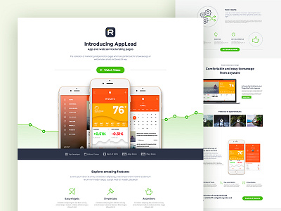 AppLead - App Landing app applead blue landing layout marketing one page r.gen services themeforest web app web design