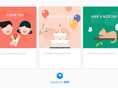 Facebook Gift Message card (2) card character design graphic illust illustration minimal