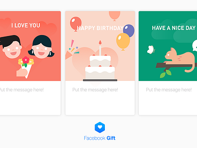 Facebook Gift Message card (2) card character design graphic illust illustration minimal