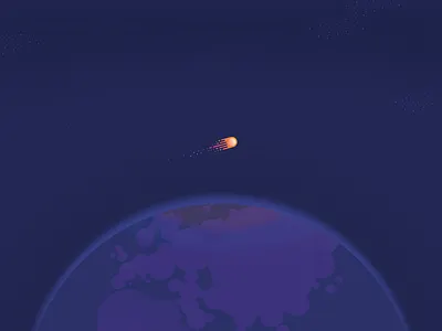 Hayley's Comet cattlin comet earth hayley horizon illustration meteor planet purple sketch space stars