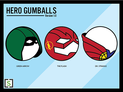 Hero Gumballs arrow dc doctor flash green illustrator marvel minimal strange