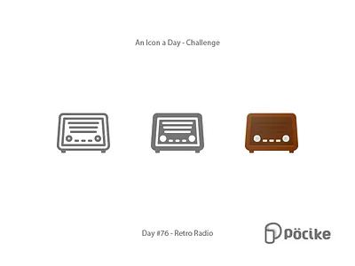 Icon Challenge Day 76 Retro Radio flat glyph icon line material radio retro solid