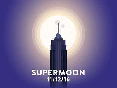 Supermoon city empire state building illustration night super moon