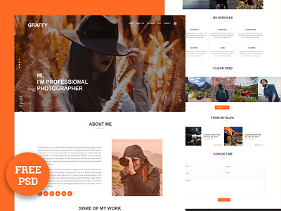 Graffy - photography web psd template free download design free freebie photography psd ui uikts web web design web template