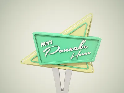 Diner Roadsign 3d diner food green model render restaurant retro roadsign sign vintage yellow