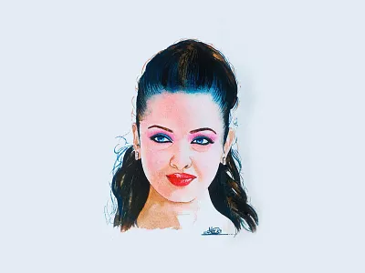 WATER COLOUR PORTRAIT aiswarya illustration painting rai watercolour