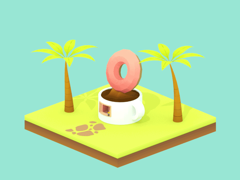 Donut County 3d blender donut doughnut game gif gradient isometric loop low poly palm tree vertex