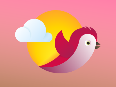 Red Bird bird circle fly gradient icon illustrator red sun vector