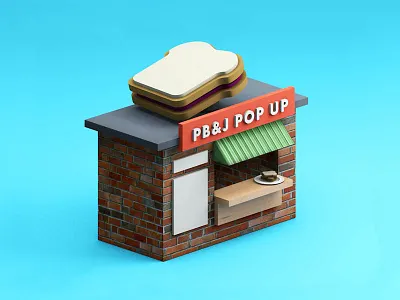 Peanut Butter Jelly Stand 3d building food jelly model peanut butter sandwich shop stand store