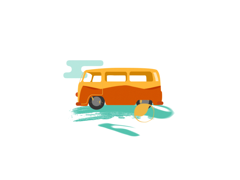 Hippie car animation branding car gif green hippie intro liquid logo motion graphic orange