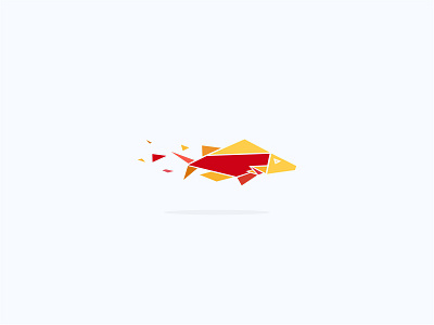 Paper Fish (origami) colorful. fish food logo origami paper restaurant sea swim