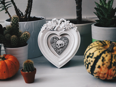 Frames custom cute frame heart illustration ink pen wood