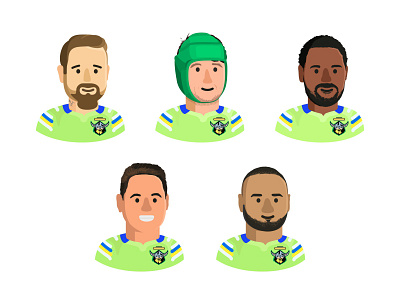 NRL Canberra Raiders characters chat emoji face flat football icons icons set messenger players rugby sport