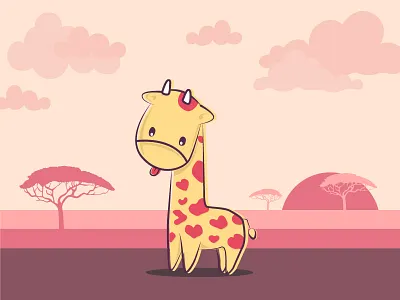 Cute Giraffe cute giraffe heart illustration landscape purple