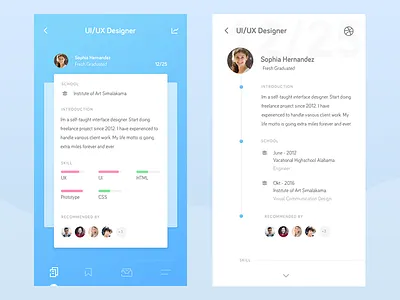 Recruitment App - Exploration app card design head hunter ios mobile profile recruitment ui ux