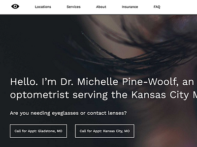 Optometrist Website WIP blink clean eye optometry simple ui
