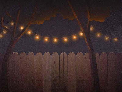 A Fall Evening fall fence glow grain highlight illustration lights shadow textures trees vector