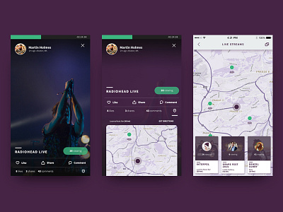 Streaming App - Stream View, Stream Detail & Streams Map app ios live mobile music streaming ui ux