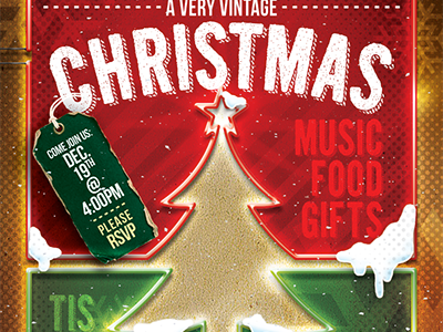 Vintage Christmas Neon Event Flyer christmas christmas and new year christmas and new year party christmas bash christmas celebration christmas event christmas flyer
