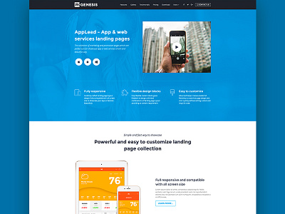 Applead App Landing app applead blue landing layout marketing one page r.gen services themeforest web app web design