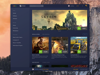 Steam Concept app computer concept desktop games steam ui ux