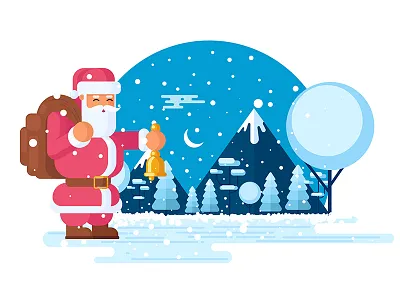 Merry Christmas design geometrical merry christmas mountains night santa santa claus snow snow fall vector