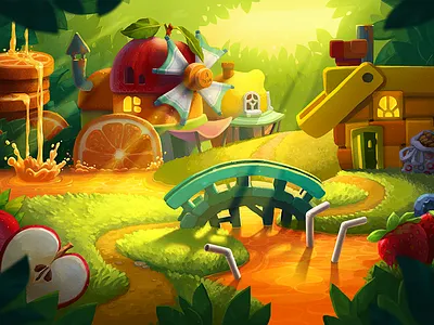 the Fruit Kingdom art book candy children dog fruits illustration kids