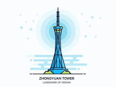 Zhongyuan Tower building china henan icon illustration landmark outline tourism tower zhengzhou