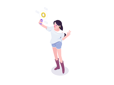 Snapgirl character girl isometric rboy rocketboy selfie snap socialmedia