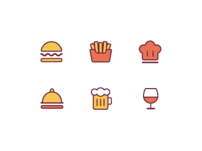 FOOD ICON beer food french fries hamburger icon