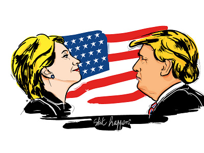 Shit happens 2016 election hilary illustration trump usa vector