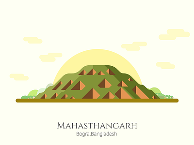 Mahasthangarh Flat Illustration bangladesh flat icon illustration mahasthangarh minimal
