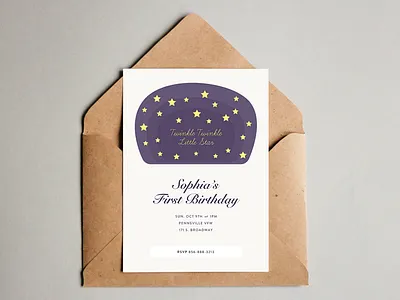 Sophia's First Birthday baby birthday first birthday invitation moo print print design stars twinkle twinkle