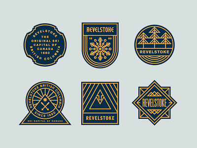 Revelstoke BC badge canada crest illustration logo mountains nature outdoors patch ski snowflake typography