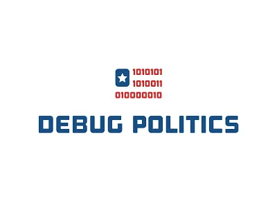 Debug Politics Logo WIP america debug election flag hack hackathon hillary logo politics trump