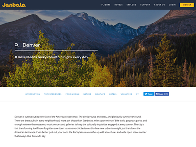 Destination - Denver background guide hero intro landing search