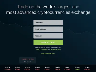 Bfx chart charts.js data visualization landing page sparkline trading trendline