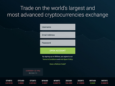 Bfx chart charts.js data visualization landing page sparkline trading trendline