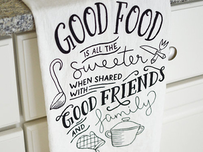 Holiday Tea Towel collaboration hand lettering illustration kitchen screenprinting tea towel