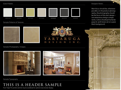 Initial website design moodboard black canada custom mantels custom mantles luxury moodboard web design website design