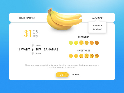 Sweet 'n Ripe Bananas UI banana fruit fun market sugar sweet ui ux yellow