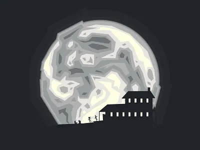 Supermoon art astronomy illustration lunar minimal monochrome moon night vector