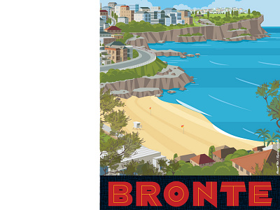 Bronte NSW. Australian travel poster bay bondi beach bronte drive eastern suburbs marine nelson russell russelltatedotcom sydney tamarma tate