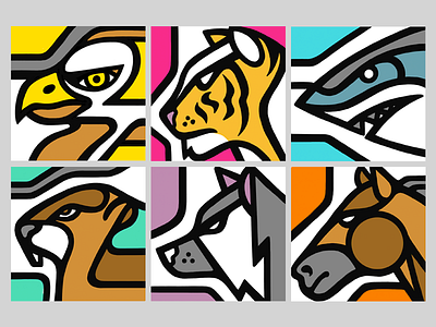 Social Media Avatars animals avatars bold eagle horse icons illustration shark style stylish tiger wolf